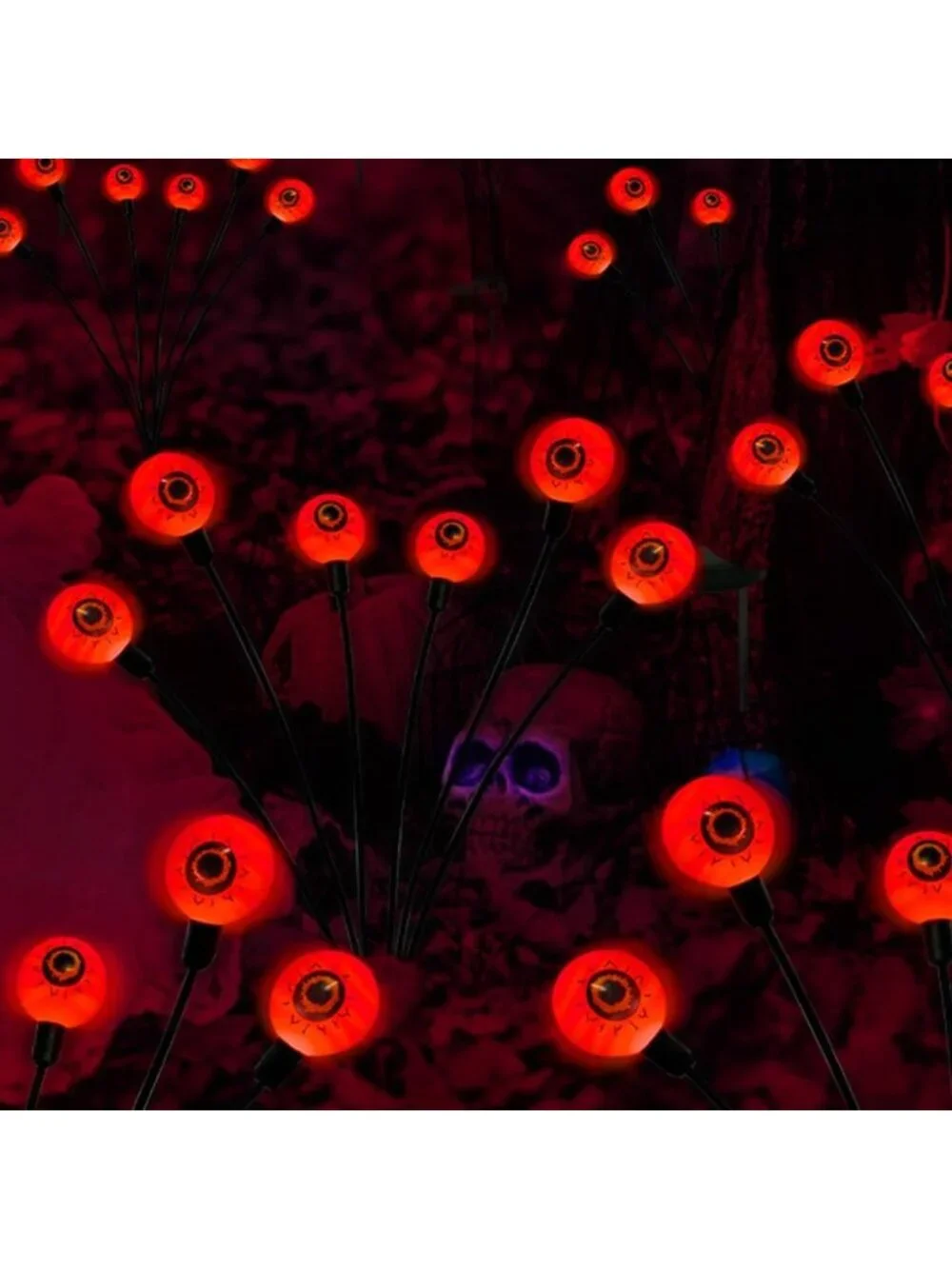 Solar Halloween Decorations - 12 LED Spooky Eyeball Lights, Outdoor Garden